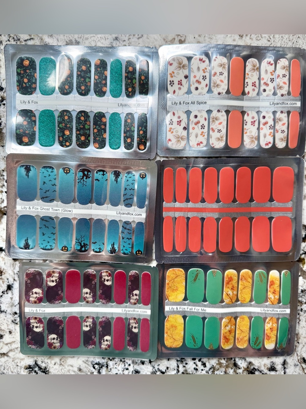 6 Nail Wrap Sets_Floral, Skull, Teal & Coral and Glow in the Dark Designs